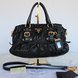 Prada Black Nappa Gaufre Leather Satchel Bag BN1407